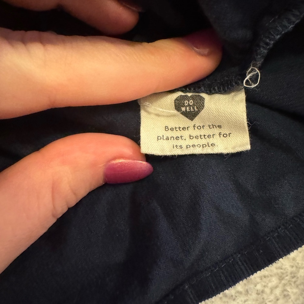 Madewell Navy Corduroy Top with Pink and White Embroidery, XXS - Picture 4 of 6